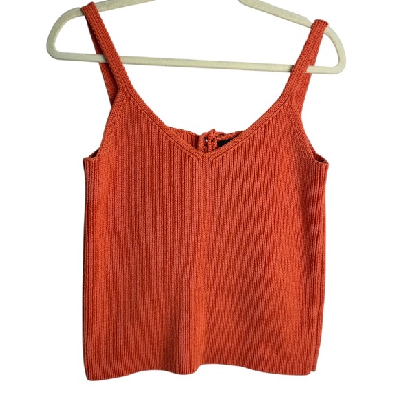 Vintage Ralph Lauren Crochet Knit Tank Top 90's Y2K Orange Casual Size Large - Picture 1 of 8